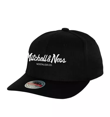 Mitchell & Ness Branded Pinscript Hat One Size Snapback Cap Black • £26.99