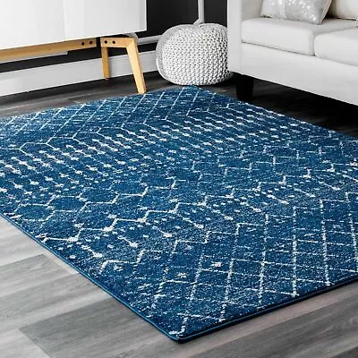 NuLOOM Modern Geometric Trellis Moroccan Blythe Area Rug In Blue • $69.55