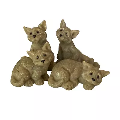 Cute Cat Gifts For Women 4 Quarry Critters Cat Figures Faux Granite Resin Blend • $20