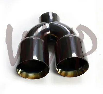 Universal Stainless Weld-On Dual Tip 3  Single X 4  X 9  Length - Black Chrome • $59.95