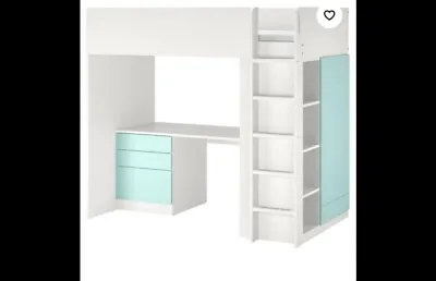 IKEA Smastad Loft Bunk High Bed - Desk Wardrobe & Book Shelves NR • £300