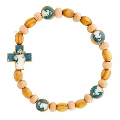 Divine Mercy Wood Bead Bracelet Lot Of 6 Size 7 In L Stretchable Elegant Gift • $45.88