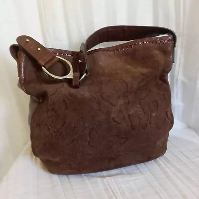 Mario Hernandez Butterfly Shoulder Bag Brown Leather Suede Mariposa Large Hobo • $165