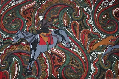 New Scarf In Liberty Varuna Wool Hunting Horse And Hounds Green Red Tan Multi • £34.99