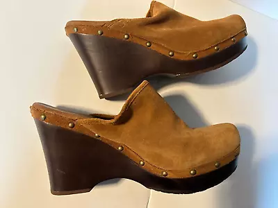 UGG Marsalis 1004261 Camel Brown SUEDE Wedge Clog Comfort Shoes Size 11 • $24.99