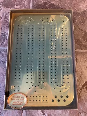 Vintage Solid Brass Cribbage Board By Diecut Canada With Box And Original PEGS • $35.32