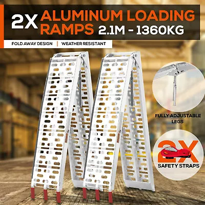  2.1M Folding Ramps Pair Aluminium 1360KG For ATV Motobike Motorcycle Trailer • $229