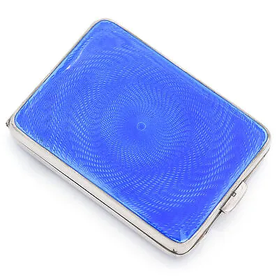£199.48 • Buy Antique Turner & Simpson English Sterling Silver Blue Guilloche Enamel Box