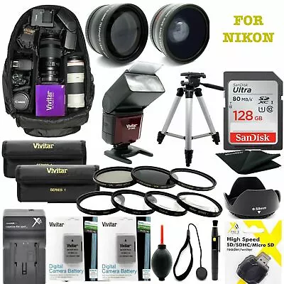 Nikon Coolpix P1000 Platinum Hd 128gb Accessory Kit Flash/lenses/backpack/tripod • $272.81