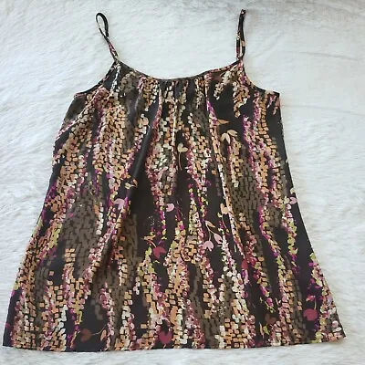Cabi Womens Tank Top Size S Small Brown Floral Print Sheer Cami Spaghetti Strap • $18.99