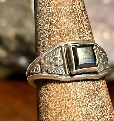 Sterling Silver Hematite Ring Thunderbird Native American Retro Jewelry • $48.75