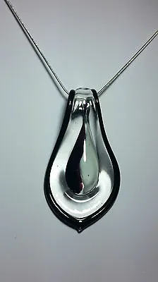 Murano Glass Pendant  In Black White & Purple On 925 Sterling Silver Necklace • £15