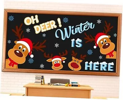 Large Christmas Bulletin Board Set Classroom Decoration Elk Snowflakes Paper  • $20.51