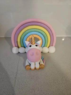 $35 • Buy Fondant Rainbow And Unicorn Edible Cake Topper
