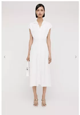 $420 • Buy Scanlan Theodore Crepe Knit Shirt Dress Small