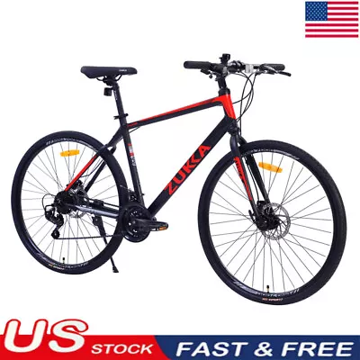 24 Speed Hybrid Bike Disc Brake 700C Road Bike For Men Women City Bicycle Black • $318.68