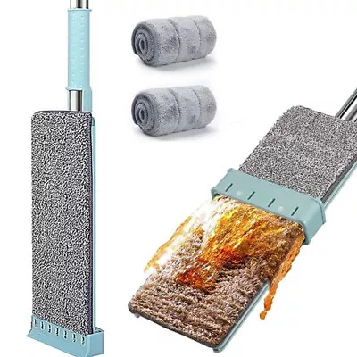 Steel Handle Flat Mop Set 360° Swivel Microfiber Mop Cleaning Hands +2/6Mops US • $16.49