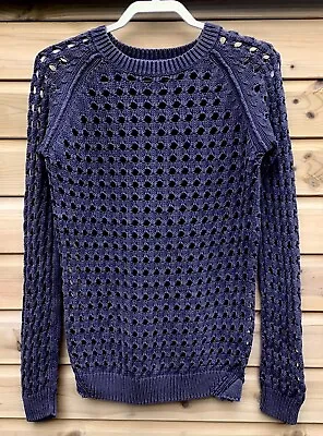 S.OLIVER DENIM Blue Cotton Blend Open Knit Jumper Size M  • $14.94