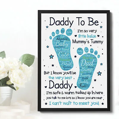 Daddy To Be Gift Framed Print Dad Daddy Gift From Bump Baby Shower New Baby Gift • £3.99