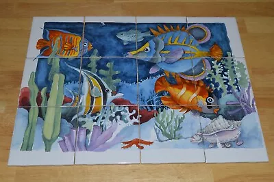 Jeffrey Court 12 Piece Fish Mural Mosaic Tiles For Backsplash Or Counter • $124.99