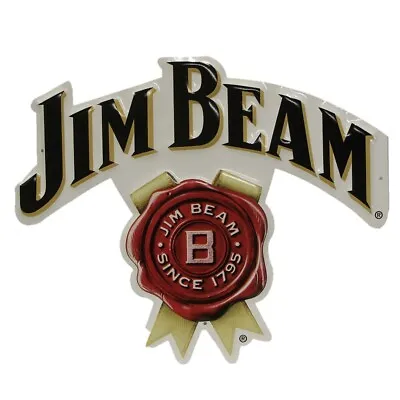 $44.95 • Buy Jim Beam Rosetta Die Cut Embossed White Tin Sign 35.5 X 30cm