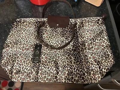 SUPER EXPANDABLE FOLDUP SHOPPER TOTE BAG LEOPARD PRINT 55cm X37 Cm NEW TAGS • £15