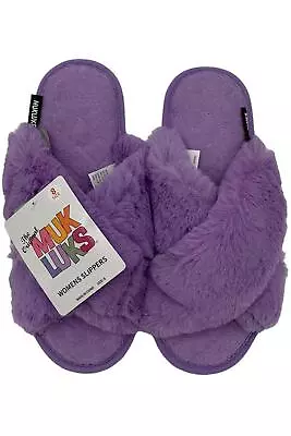 Muk Luks Faux-Fur Crossover Strap Slippers Light Purple • $17.99