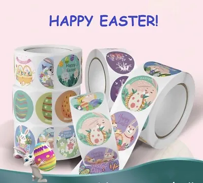 HAPPY EASTER Stickers Labels Seals Egg Rabbit Craft Gift Favors Cards 25mm/1inch • £1.99