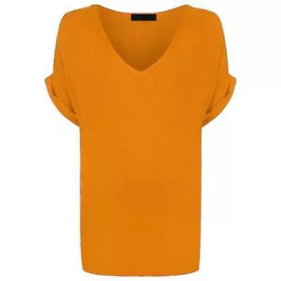 £7.99 • Buy Women Ladies Baggy Oversized Loose Fit Turn Up Batwing Sleeve V Neck Top T-shirt