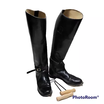 Service Riding Apparel Yonkers NY Black Leather Equestrian Boots Vintage 7 1/2 • $59.99