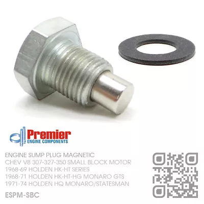 Premier Magnetic Sump Plug Chev V8 307-327-350 [holden Hk-ht-hg-hq Monaro/gts] • $33.50