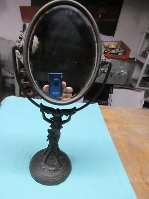 Beautiful Vintage Antique Art Nouveau Cast Iron Lady Vanity Mirror Swivels 17 ++ • $49.50