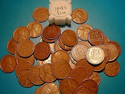 1925-S LINCOLN WHEAT CENT PENNY ROLL HIGH GRADE All Coins  FINE  LOW SALE PRICE • $95