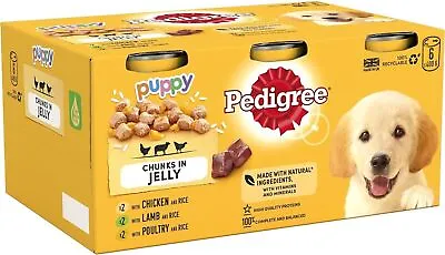 6x Pedigree Puppy Wet Dog Food Cans Mixed Flavour Selection In Jelly - 400g • £14.81