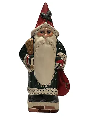 Vaillancourt Folk Art Santa VFA# 543 ~ Father Christmas On Chimney With Toy Bag • $160