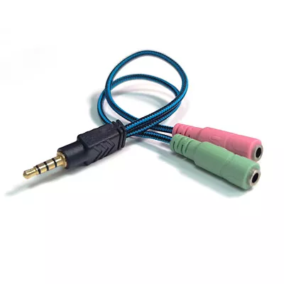 £3.15 • Buy Headphone Splitter 3.5mm Dual Jack Headphone Adapter Separate Audio And Mic 