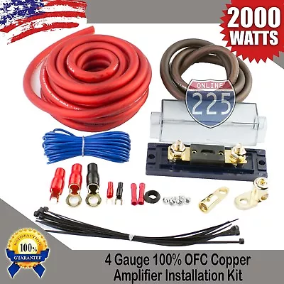 4 Gauge Awg 100% Ofc Copper Power Amp Kit Amplifier Wiring Install 2000 Watts Us • $59.99