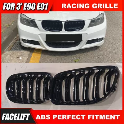 For BMW 09~11 3 Series E90 E91 Gloss Black Front Kidney Dual Slat Grill Grille • $25.99