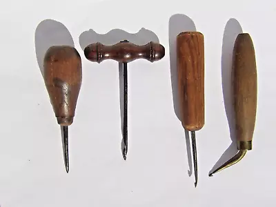 4 Rare ANTIQUE Vintage Leather WORKING HAND TOOLS Estate AMISH FARM No Reserve • $19.95