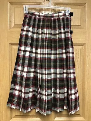 The Scotch House Kilt Style Wrap Skirt Wool Women Size 12 Red Check • $29.74