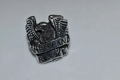 *fj* Biker American Eagle Vintage Script Biker Ring  (bfc36) • $37.50