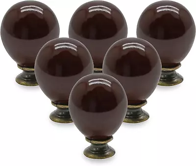 12Pcs Brown Egg Knobs Ceramic Cabinet Knobs Vintage Drawer Knobs Egg Shaped Ca • $6.75