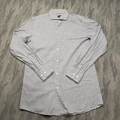 Boss Hugo Boss Shirt Mens 15x32/33 White Blue Checked Sharp Fit Button Up Long • $16.99