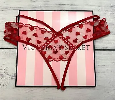Victoria’s Secret Dream Angels Red Heart Embroidery Brazilian Crotchless Panties • $17.10