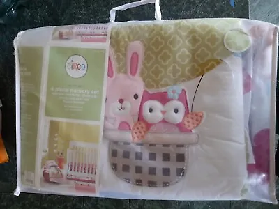 $48.80 • Buy New Circo Up We Go 4pc Nursery Bedding Crib Set Comforter Sheet Pink Bunny Owl 