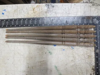 5 Antique Spindles Wood Turnings - Some Old Finish - Chair Parts - DIY Crafts • $15