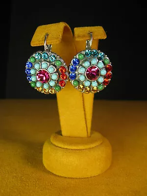 MARIANA EARRINGS RAINBOW MULTICOLOR SWAROVSKI CRYSTALS MOSAIC Gift Valentine's • $85