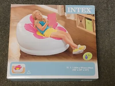 INTEX Beanless Bag Chair PINK & WHITE - Brand New Inflatable Lounge Seat • £22.95