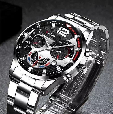 Men New Quartz Watch Stainless Steel Analog Watch Gift For Man Casual Work • $4.99