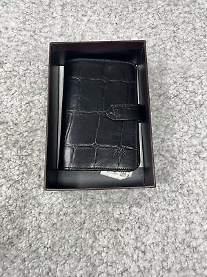 Mulberry Black Croc Leather Filofax Organiser Card Slots Coin Pocket New • £150